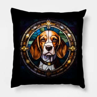 Beagle Stained Glass Circle Pillow