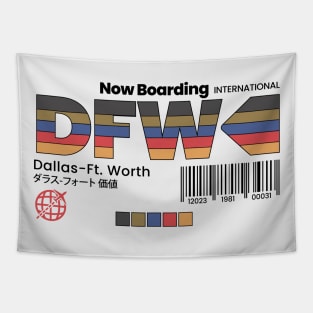 Vintage Dallas Fort Worth DFW Airport Label Retro Travel Texas Tapestry