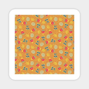 Red, blue, and yellow Scandinavian style fall flowers Magnet