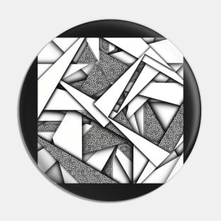 Speckled Paper Airplane Scraps, Black and White Digital Illustration Pin