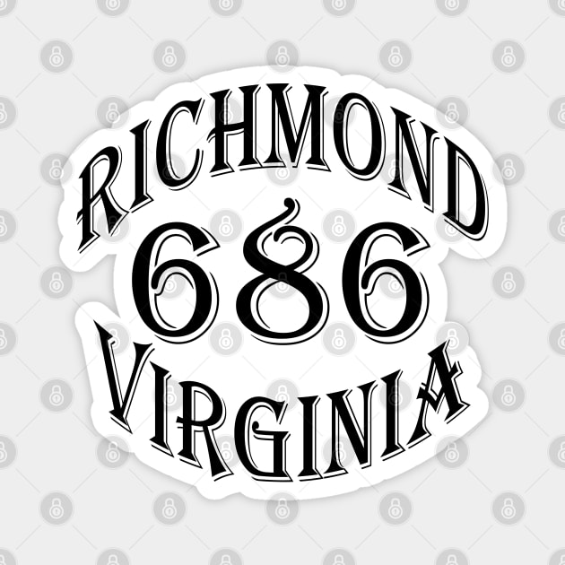 686 RICHMOND VA (BLACK) Magnet by DodgertonSkillhause