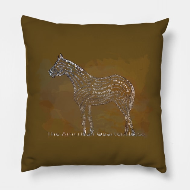 The American Quarter Horse in Typography Pillow by Ginny Luttrell