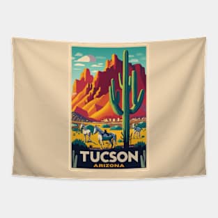 A Vintage Travel Art of Tucson - Arizona - US Tapestry