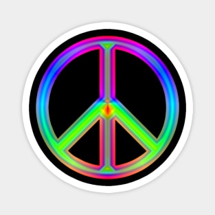 Rainbow Neon Peace Sign Magnet