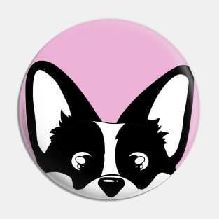 Black and White Peeking Corgi Pin