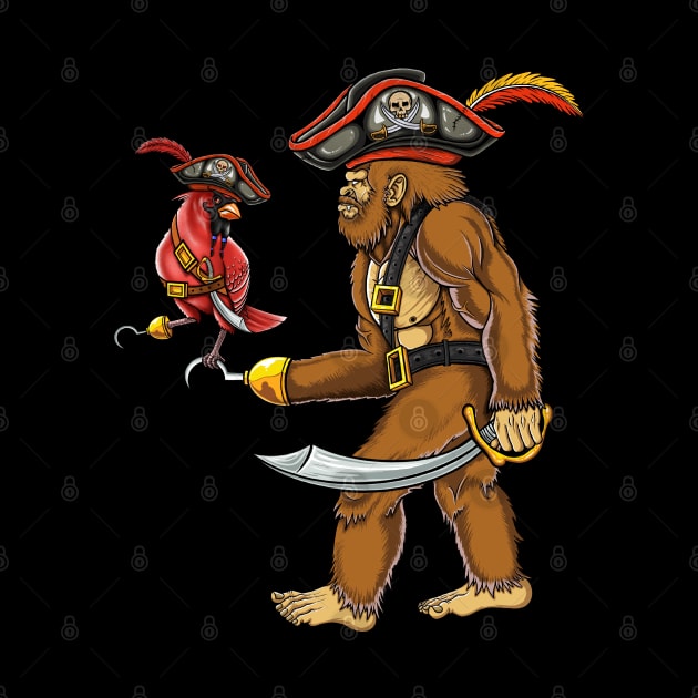 Bigfoot and red cardinal bird pirate by Artardishop