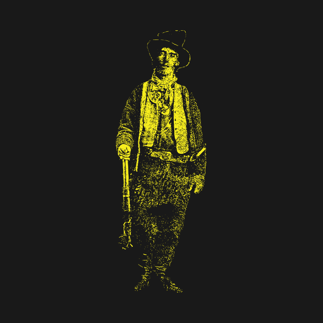 Billy the Kid Grunge Pop Distressed Style Billy the Kid Western Outlaw Yellow Version by pelagio