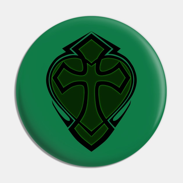 Cross & Heart - Green Pin by ForsakenSky