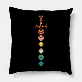 Retro Polyhedral Dice Set Sword Tabletop Roleplaying RPG Gaming Addict Pillow