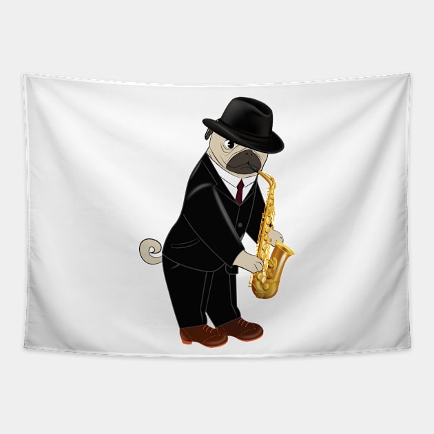 Jazz Player in Brown Shoes T-Shirt with Black Suit Tapestry by MaryMas