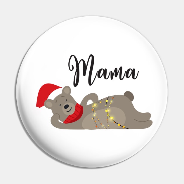 Mama Bear Christmas Pajamas TShirts Matching Santa Hat Lights Pin by adrinalanmaji