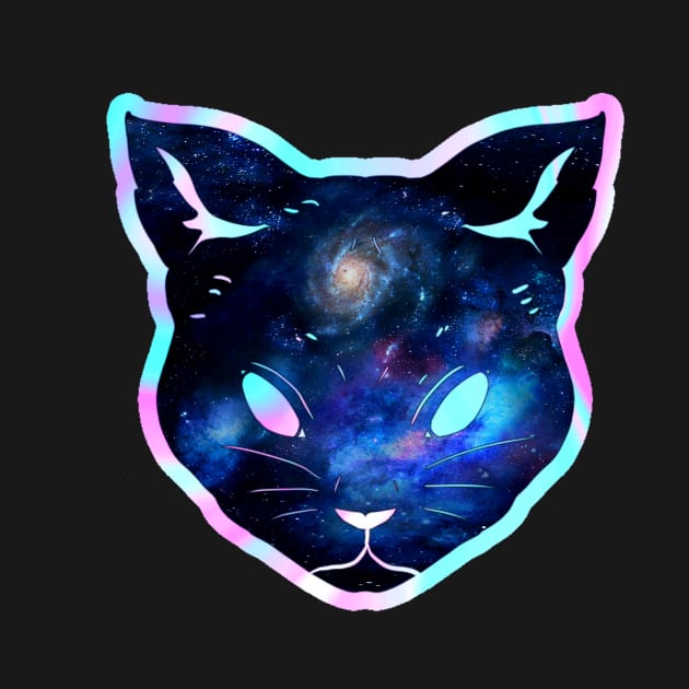 Memorizing iridescent milky way space cat by LukjanovArt