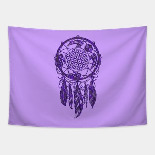 Dreamcatcher Flower Of Life Sea Turtle Violet Tapestry