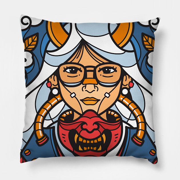 Cyberpunk Japanese Woman Pillow by yellowline