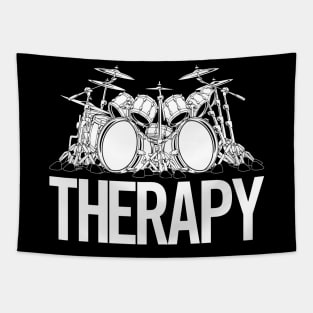 Drummers Therapy Drum Set Cartoon Illustration Tapestry