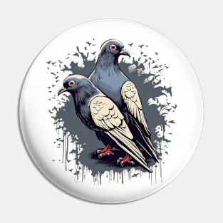 Urban Shadows -  Grunge Pigeon Swarm Pin