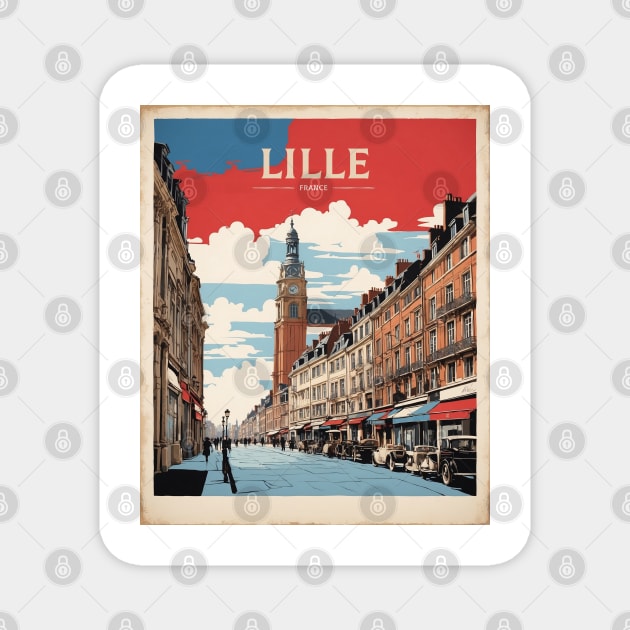 Lille France Vintage Poster Tourism Magnet by TravelersGems