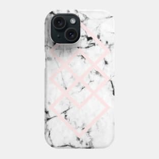 White Marble Concrete Look Blush Pink Geometric Squares Phone Case