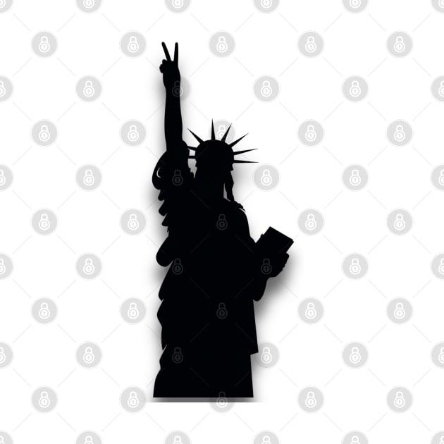 Statue of Liberty Silhouette Peace Sign by Long-N-Short-Shop