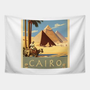 Cairo Egypt Pyramids Vintage Travel Poster Tapestry