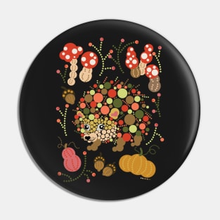 Cute Hedgehog Colorful Circles Dots Bubbles Woodland Design Pin