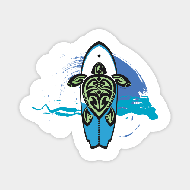 Tribal Turtle Tattoo Surf's Up Magnet by srwdesign