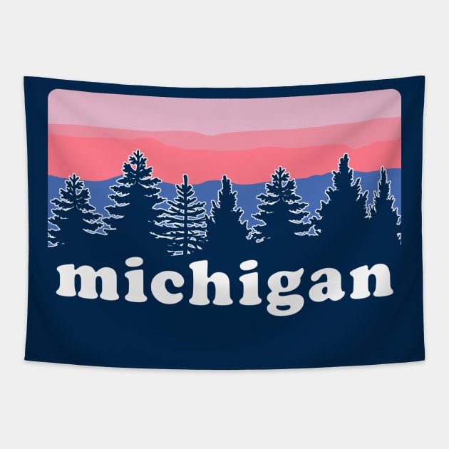 Northern Michigan Pine Tree Sunset Tapestry by GreatLakesLocals
