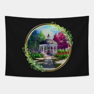 Gazebo at Town Square - Spring - Blue Sky III - Gilmore Tapestry