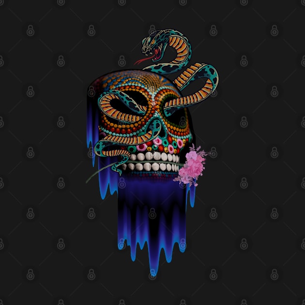 Skull with Snake and Flowers by 66designer99