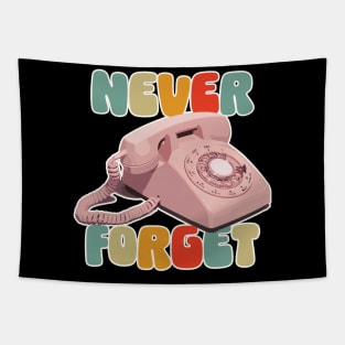 Never Forget the 80s Retro Rotary Telephone Tapestry