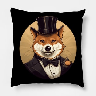 Shiba Inu with Top Hat Pillow