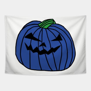 Big Blue Halloween Horror Pumpkin Tapestry