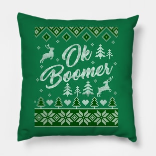 OK Boomer Funny Ugly Christmas Pillow