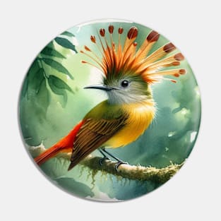 Colorful Royal Flycatcher - Watercolor Bird Pin