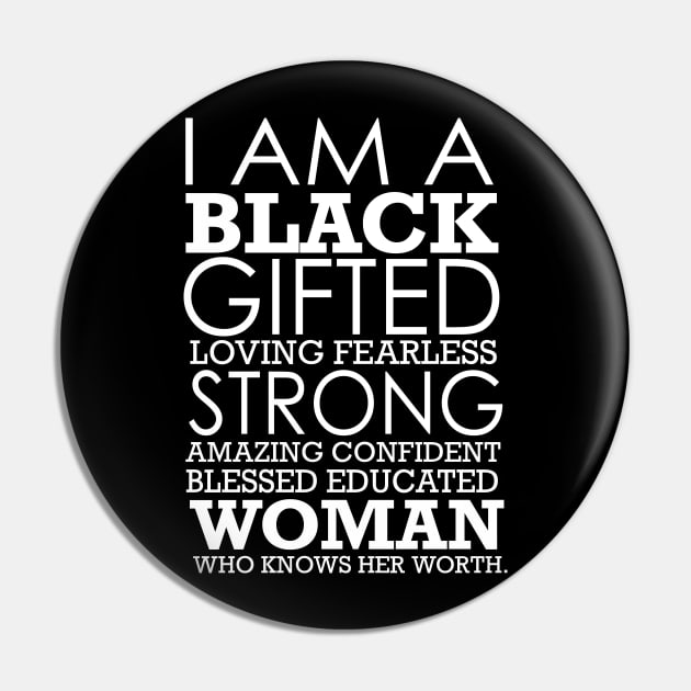 I Am Black Strong Black History Month Pin by blackartmattersshop