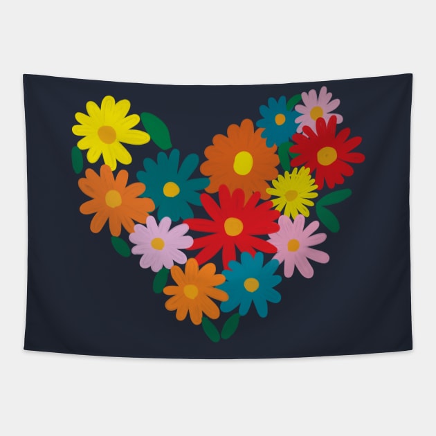 Colorful Flowers Tapestry by Haleys Hand