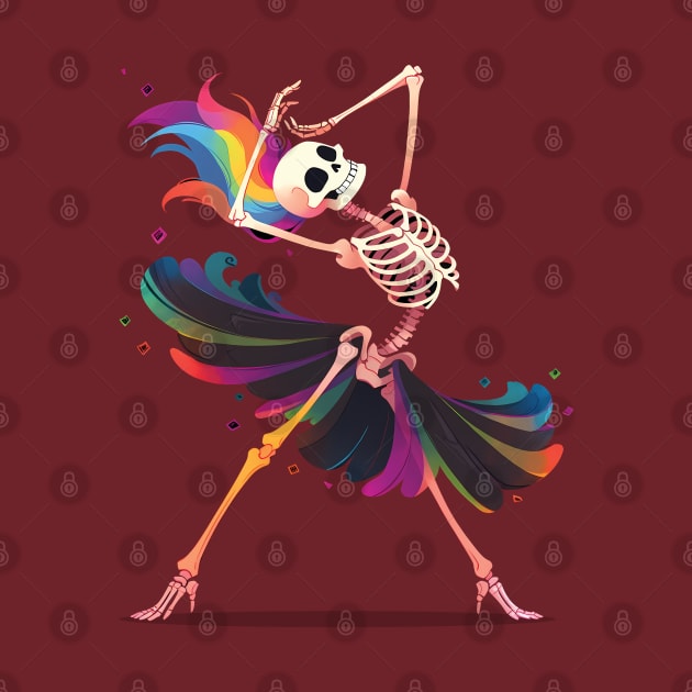 Dancing Skeleton Rainbow Ballerina by Lunatic Bear