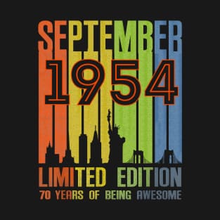 September 1954 70 Years Of Being Awesome Limited Edition T-Shirt