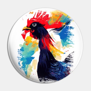 Rooster Wild Nature Animal Colors Art Painting Pin