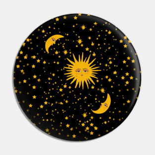 Celestial sun moon and lot of stars Pin