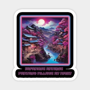 Japanese Fantasy Village Purple and Blue Tones Magnet