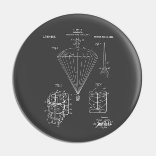 Parachute Patent - Sky Diving Art - Antique Pin