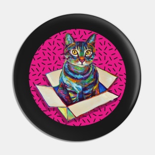 Psychedelic 80s Hot Pink Cat Sticker Pin