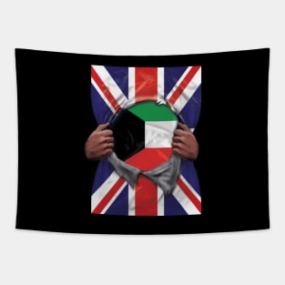 Kuwait Flag Great Britain Flag Ripped - Gift for Kuwaiti From Kuwait Tapestry