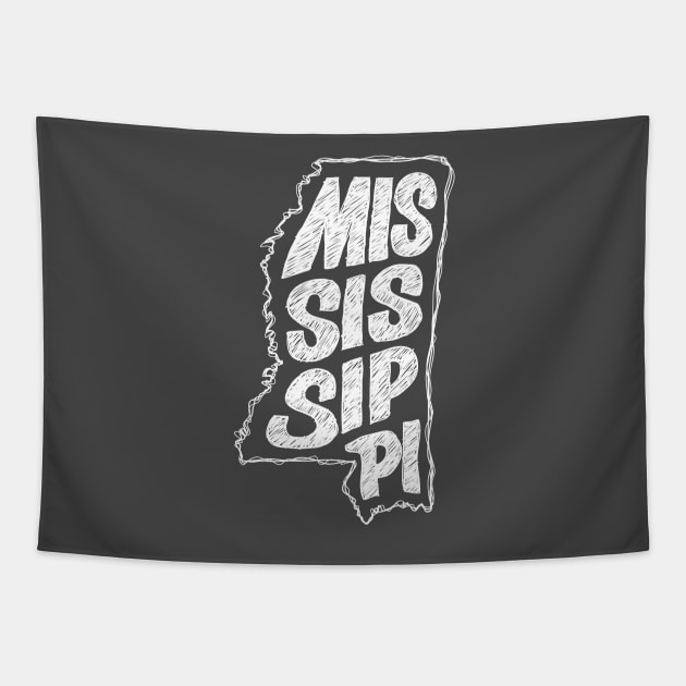 Mississippi (White Graphic) Tapestry by thefunkysoul