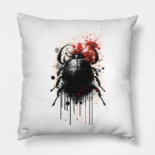 Dung Beetle Ink Painting Pillow
