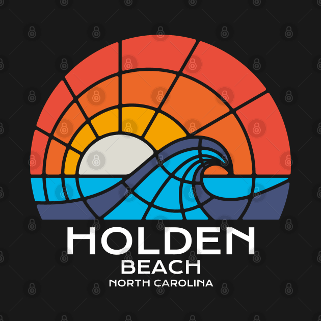 Holden Beach, NC Stained Glass Sunrise and Waves by Contentarama