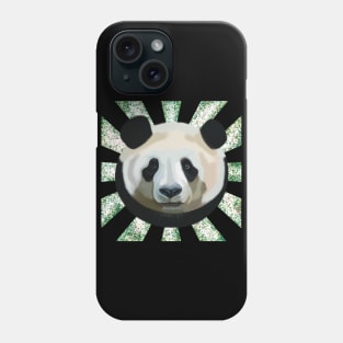 Striking Panda bear on Random spotted patterned sun rays Phone Case