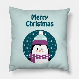 Cute penguin wishes merry Christmas Pillow