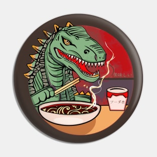 Dinosaur eating hot ramen noodles Pin